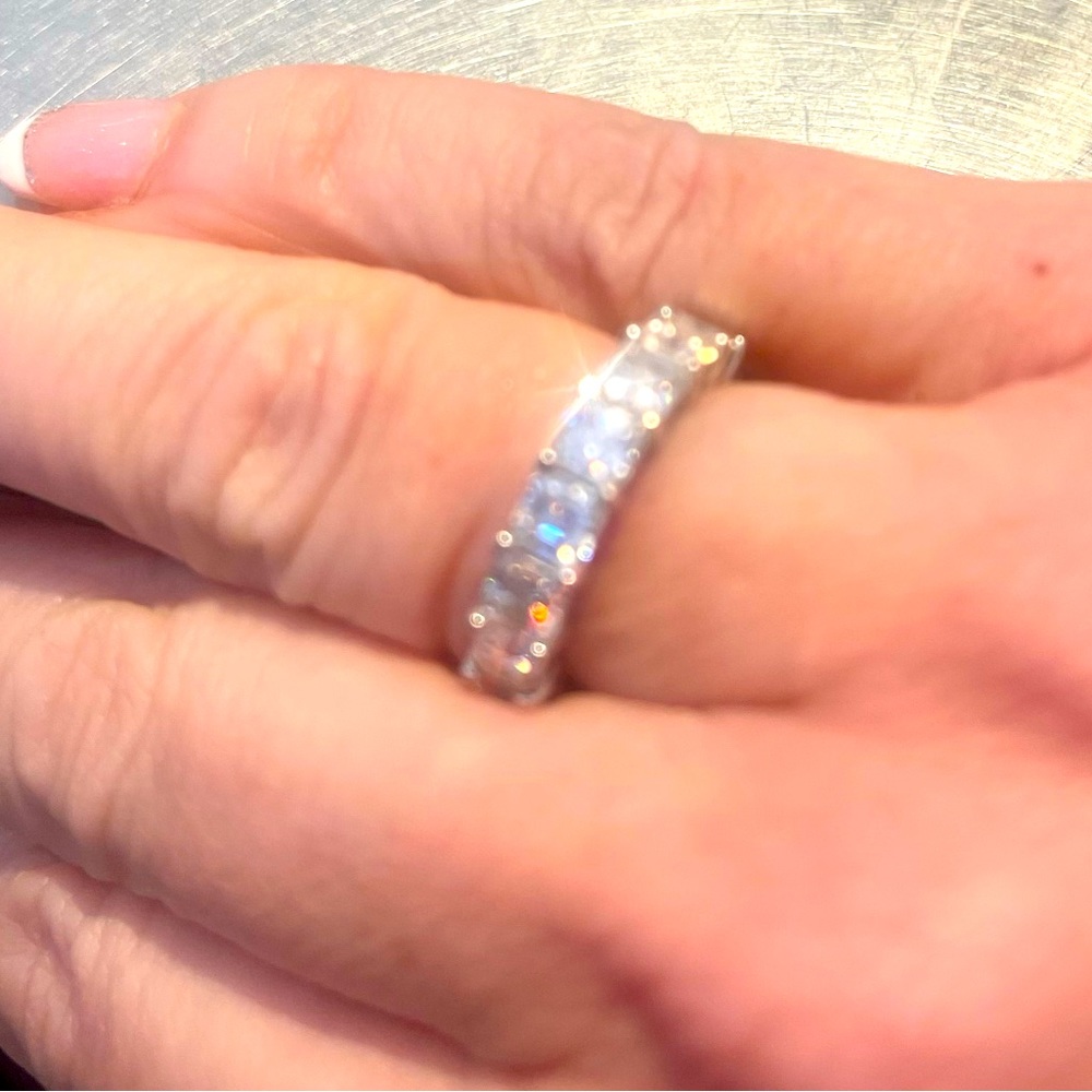 6 carat Asscher cut eternity ring size 6